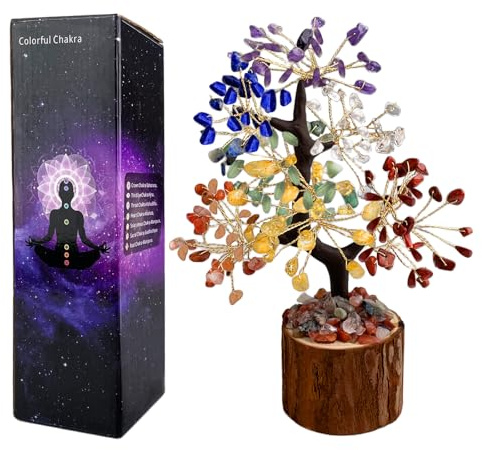 LUMITERRA Árbol de la Vida de Cristal, árbol de Decoración de Cristal, Árbol De 7 Chakras Regalo, Decoración Feng Shui, Accesorios De Reiki, para Chakra Reiki Regalo, Decoración del Hogar