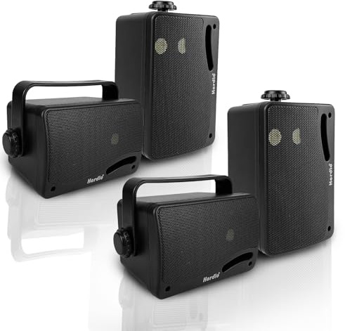 Herdio 3.5 Pulgadas Bluetooth Altavoces para Exteriores de Impermeables, Sistema de Altavoces de Montaje en Pared con Graves potentes de 400 vatios para el hogar, Patio, jardín, Porche, Cubierta