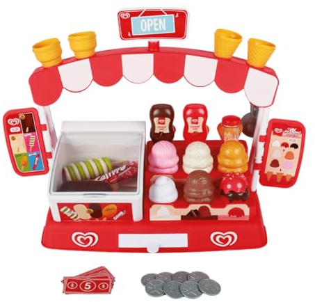 Juego de heladería Oficial de Frigo Casdon | Heladería de Juguete para niños de Dos años en adelante | con congelador, mostrador, Monedas de Juguete y más de 35 Piezas