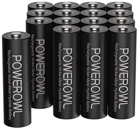 POWEROWL AA Rechargeable Batteries, 2800mAh High Capacity Batteries 1.2V NiMH Low Self Discharge, Pack of 16