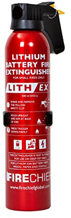 Lithium Ion Battery Fire Extinguisher 500ml - Firechief Aerosol Lith-Ex Extinguisher for Phones, Chargers, Laptops & Tablets