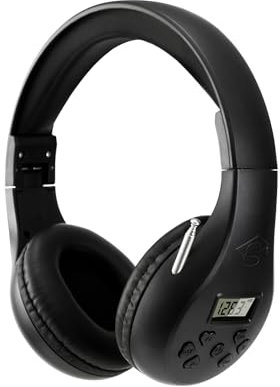Personal FM Radio Headphones with Best Reception and Longest Lasting, Wireless Headset FM Radios Ear Muffs for Walking, Jogging Powered by 2 AA Battery (Not Included)-Black