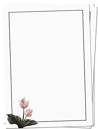 Presentou Brevpapper, tryckt på båda sidor, 120 gram papper, motivpapper, certifikatpapper, meny, kärleksbrev (blommor och gammelrosa, 50 ark)