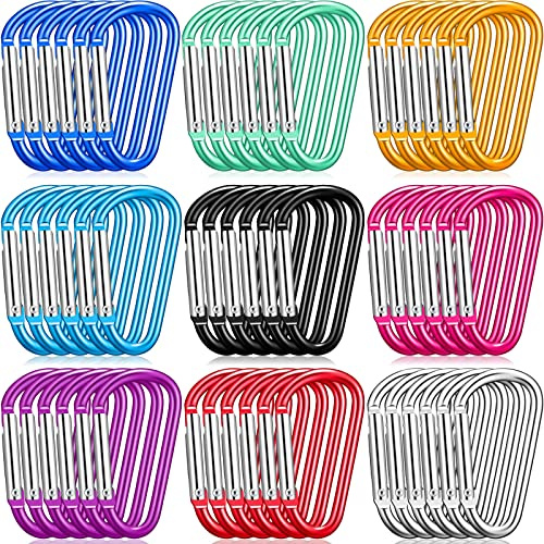 Shimeyao 180 Pcs 1.8 Small Aluminum Clip Keychain Buckle Clip Bulk Mini Aluminum D Ring Shape Small Lock Spring Snap Hook(Multicolor)