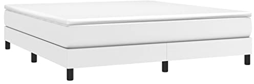 vidaXL Bettgestell, Polsterbett Bett für Schlafzimmer, Bettrahmen mit Lattenrost, Kunstlederbett Doppelbett, Weiß 160x200cm Kunstleder