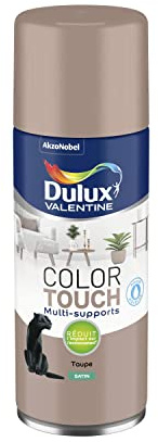 Dulux Valentine Peinture Intérieure et Extérieure Aérosol Color Touch - Pour bois, plastique, PVC, carton, papier - Taupe Satin - 400ml