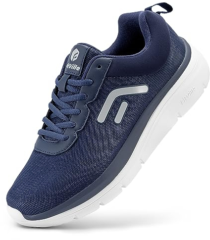 FitVille Extra Weit Walkingschuhe Herren leicht Fitnessschuhe Dämpfung und Rückprall Freizeitschuhe Atmungsaktiv Turnschuhe Flexibel und biegsam Dunkelblau 44 EU X-Weit