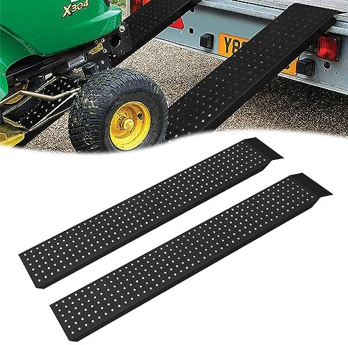 HENGMEI 2X Auffahrrampe, Rampe Max 400 kg, Verzinkter Stahl Auffahrkeile, Bordsteinrampe, Rollstuhlrampe, Fahrradrampe, Laderampe für PKW, Anhänger, Treppe, Fahrrad, Schwarz 135cm