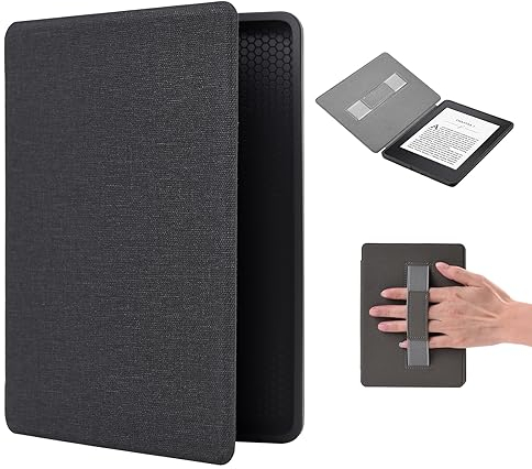 Kindle Hülle 11. Generation 2024/2022, 6 Kindle Case Cover e-Reader, Leichte Kindelhülen mit Auto Schlaf/Wach Funktion und Handschlaufe Smart Cover - Schwarz