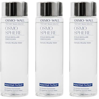 Osmowall KIT 3 OSMO SPHERE ACQUA MICELLARE DETERGENTE STRUCCANTE da 200 ml l'una. Strucca Viso, Occhi, Labbra. Elimina trucco, impurità, smog e agenti inquinanti.