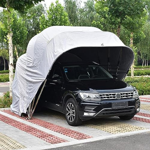 Tettoia per Posto Auto Coperto per Carichi Pesanti all'Aperto, Riparo per Auto da Garage Semiautomatico, Tenda da Garage Portatile per Feste, Tenda in Acciaio Inossidabile
