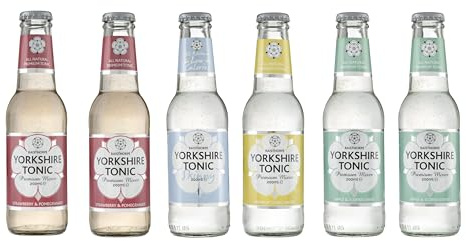 Mixed selection of Yorkshire Tonics 6 x 200ml - Tonic water w/Sugar, Carbonated Water, Vitamin C - MIxers for Drinks, Gin, Vodka, Cocktails, Mocktails - Raisthorpe Manor, 200ml, 6-Pk