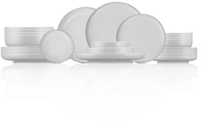 Kütahya Porselen 24-teiliges Geschirrset Porzellan für 6 Personen – Elegantes Tafelservice mit Silberrand | Weißes Dinner Set – Klassisch & Festlich