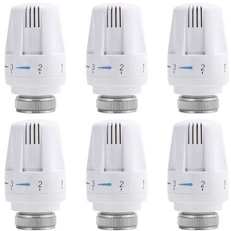 HIULLEN Thermostatic Radiator Valve, 6PCS Radiator Thermostatic Head, Automatic Radiator Thermostat Valve, Thermostatic Radiator Valve Replacement Head, TRV M30x1.5 for Home Office Bedroom