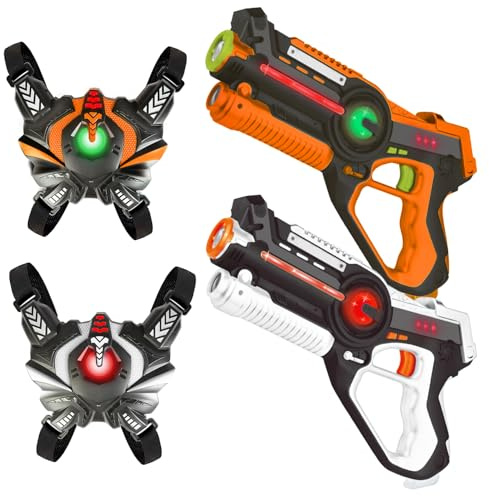 FORHISHER Ensemble de 2 Laser Tag avec Gilet, Jeux de Pistolets Laser pour Enfants Adolescents Adultes Divertissement de Groupe Familial, Jeux de Laser Tag Ensemble de 2 Joueurs pour Garçons 6 7 8 9