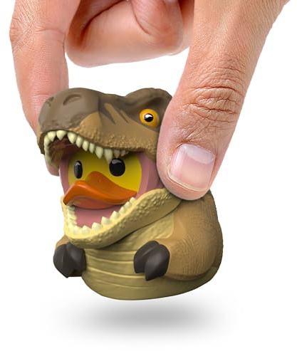 TUBBZ: Jurassic World - T-Rex Mini Rubber Duck Collectable Toy 5 cm | Official Jurassic World Merch – Mini Vinyl Figure with Bathtub Display, Dinosaur Character, Fan Decor & Novelty Duck Gift