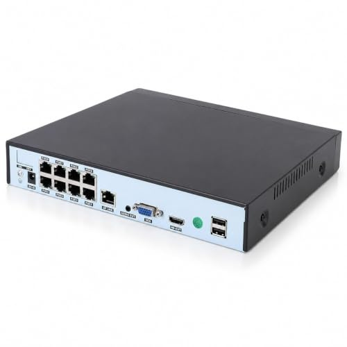 8ch Poe NVR, Enregistreur Vidéo Réseau 4K avec Compression H.265 + et Sauvegarde USB pour Les Systèmes de sécurité Domestique, Sortie D'affichage VGA HD (Prise UE)