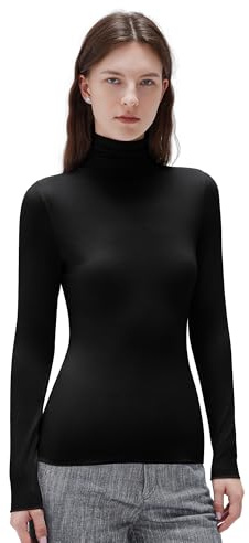 SUUKSESS Women Cashmere Blend Turtleneck Tops Long Sleeve Fitted Fall Shirt