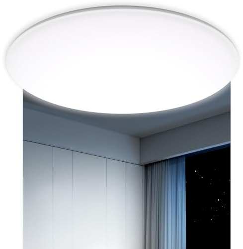 Swoieltr LED Flush Ceiling Light, 2800LM 24W 6500K UFO Design Bathroom Light IP54 Waterproof Ultra Thin for Bedroom Living Room Indoor Home Lighting, Ø30cm Cold