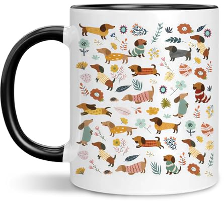 Tasse teckel, tasse à café teckel, tasse de Noël pour les amateurs de teckels, tasse en céramique impression recto-verso, tasse à café motif animal mignon, cadeau teckel pour ventilateur