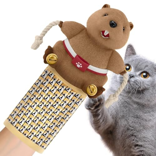 Generico Giocattolo Lotta Gatto,Gioco Interattivo Per Esercizio - Guanto da Lotta per Gatti con Puppet e Campanello Teaser,per Casa Soggiorno Ingresso Angolo Appartamento