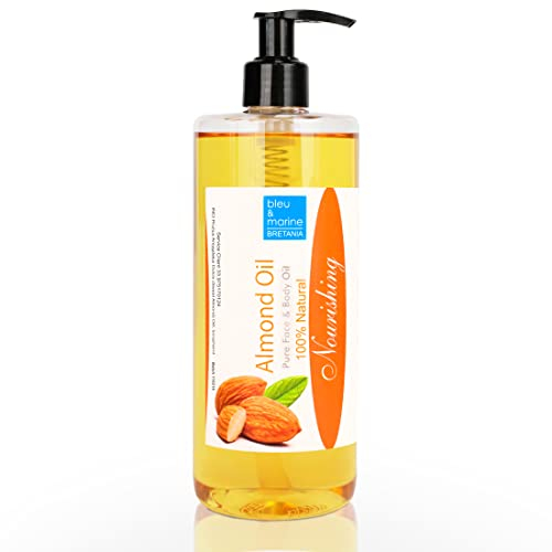 bleu & marine Bretania - 100% Natürliches Mandelöl | Kaltgepresst | Anti-Dehnungsstreifen | Säuglingspflege | Haarpflege | Make-up Entferner, Orange, 500 ml (1er Pack)