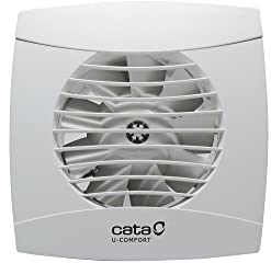CATA Extractor Baño UC-10 Hygro WH Carátula Extraplana Extraible Timer Velocidad Regulable 2200 rpm Detector Humedad Silencioso 26 dB Caudal 110m3/h Potencia 8W Ligero 0,65 kg Color Blanco