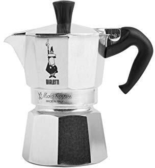 BIALETTI Moka Caffettiera con Fascia, Alluminio, Argento, 2 Tazze, Silver/Black, One Size