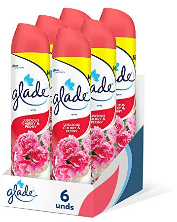 Glade® Aerosol - Ambientador Spray contra malos olores. Esencia para casa y baño fragancia Peonia Cereza, 1 unidad, 300ml