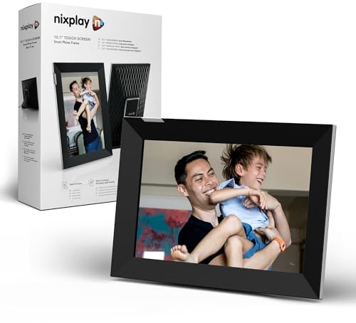 Nixplay Digital Touch Screen Picture Frame - 10.1” Photo Frame, Connecting Families & Friends (Black/Silver)