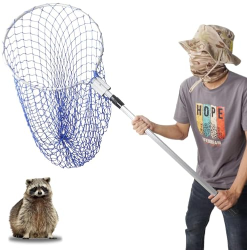 Tierkontrolle Fangnetz für Hunde und Katzen, Waschbär, Opossum, Stinktiere, Gans, Vögel, Hühner, Tauben, Geflügel und kleine Tiere (155 cm Griff mit 45 cm Durchmesser Schleife)