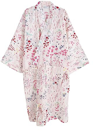 G-LIKE Kimono giapponese da notte – Accappatoio tradizionale Haori Yukata 100% cotone, primavera, estate, per la casa, per la sauna, leggero, sottile, Bianco da donna., M