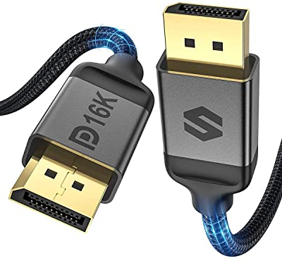 Silkland 54Gbps DisplayPort Kabel 2.1 3M [VESA-Zertifiziert] DP54, [8K@165Hz, 4K@480Hz 360Hz 240Hz] DP Kabel 16K, HDR10 FreeSync G-Sync DisplayPort 2.1 Kabel für Gaming-Monitor 360Hz, PC, 5090 7900XTX