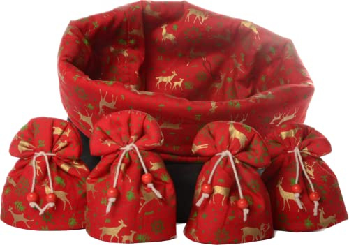 Brotkorbset inklusive 4 Eierwärmern im Design für Feiertage (Weihnachten)