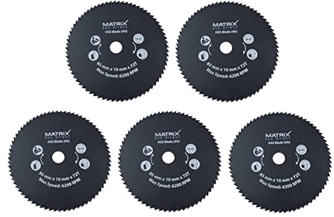 MATRIX Sägeblatt 5 Stk. | 85 x 10 mm x 72Tx | für Mini Handkreissäge Kreissäge MCS 500 MCS 500-1