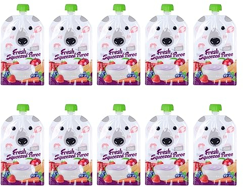 Bolsa Almacenamiento Alimentos Bebés, Reutilizable, Exprimidora Alimentos Portátil, 200ml, para mamás, viajes, cocina, alimentación infantil, 10 Uds.