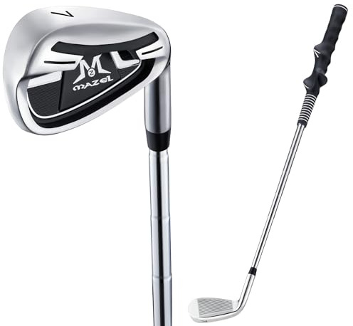 MAZEL Club de golf 7 en fer avec poignée en forme de main pour enfants et adultes, aide à améliorer le rythme du swing et la posture de préhension (62,5 cm (pour enfants)