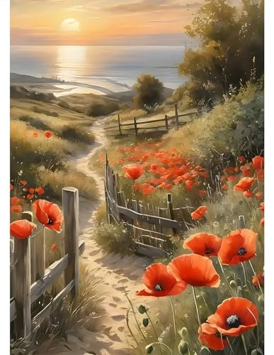 DPIDEA Diamant Painting Bilder, Blumen Diamond Painting für Erwachsene Anfänger, 5D DIY Diamond Painting Sonnenuntergänge Diamant Malerei für Zuhause Dekor 30x40 cm