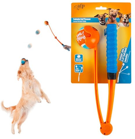ALL FOR PAWS 63CM ballwurfmaschine Hund | Hundeballschleuder | Klappbarer Ballwerfer mit Tennisball-Griff, inkl. 6.5CM Ball(2.5'') – für Apportiertraining & Outdoor-Spiele