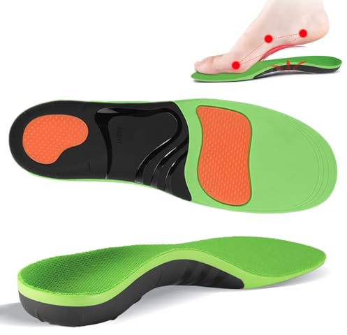Plantillas Ortopédicas para Mujer y Hombre con Soporte de Arco Alto, CóModas Plantillas para Fascitis Plantar y Pie Plano con DistribucióN de la Presión (Verde, XL: 45-48 EU)