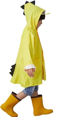 Generisch Poncho antipioggia per bambini bicicletta primavera, estate ragazzi ragazze tinta unita bottoni spessi poncho impermeabili pioggia poncho guanti invernali bambino, giallo., 2-4 Jahre