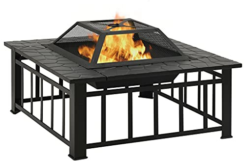 Generico Braciere da Giardino con Attizzatoio 81x81x47 cm XXL in Acciaio,Casa e Giardino,Caminetti-311888