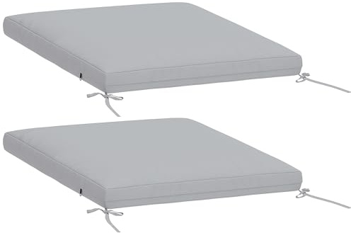 Outsunny Lot de 2 Coussins de Chaise de Jardin, galettes de Chaise 50 x 50 cm, Mousse Haute densité, antidérapants, lavables, pour mobilier extérieur, Chaise, 50x50 cm, Gris