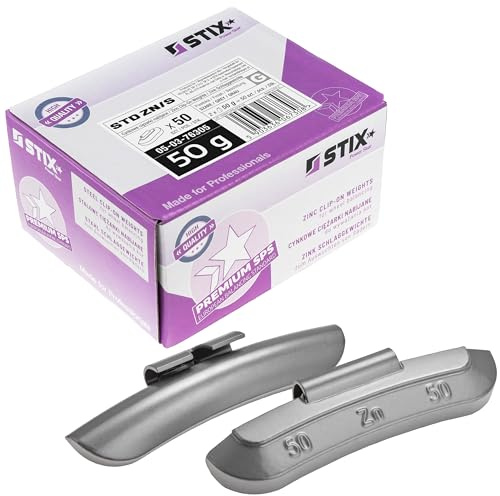 Stix 50 pesas de impacto de 50 g para llantas de acero – Pesos de equilibrio de zinc ZN/S – Pesos de equilibrio para neumáticos y ruedas – Pesos de rueda
