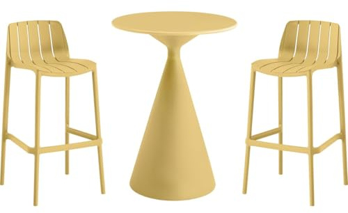 Table et chaises Hautes de bistrot empilables Vaena - 2 Places - Jaune