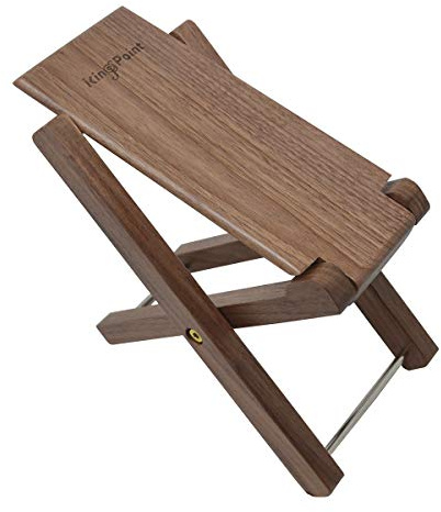 KingPoint Solid Wood Guitar Footstool 4 Adjusatble Height Levels Black Walnut Wood Guitar Footres Foldable (Black Walnut Footstool)