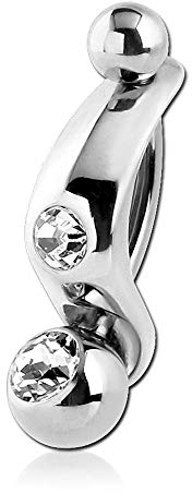 viva-adorno Intimpiercing Christina Piercing 316L Chirurgenstahl Mini Bauchnabel Banane Schild Kristall Bananabell Z552_1k
