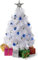 Prextex 23-Inch Small Christmas Tree with Warm-White LED Lights - DIY Tabletop Mini Artificial Xmas Tree with Star Treetop, Tiny Gift Boxes, and Hanging Ornaments for White Christmas Decorations