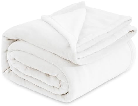 Bedsure Fleece Blanket King Size - Soft Cosy Fluffy Throw Blankets for Bed, Warm Large Throws for Audlts, Ivory, 270x230 cm