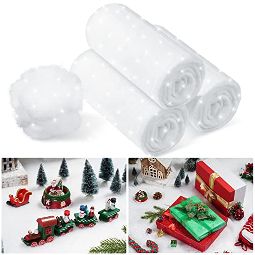 Hestya Weihnachten Schneedecke Rolle Glitzer Schneedecke Gefälschte Schneedecken für Weihnachtsdorf Künstlicher Schnee Teppich Schneedecke Flauschiger Kunstschnee(1er Pack,1,3 x 9,8 Fuß)